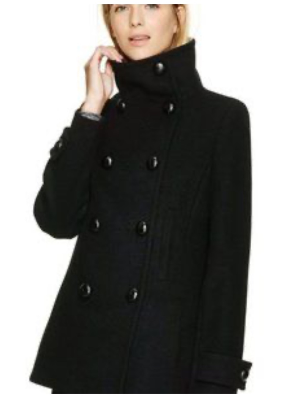 Babaton Black Wool & Cashmere Double-Breasted Peacoat